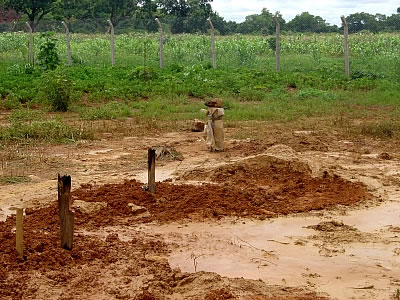 Borehole under construction